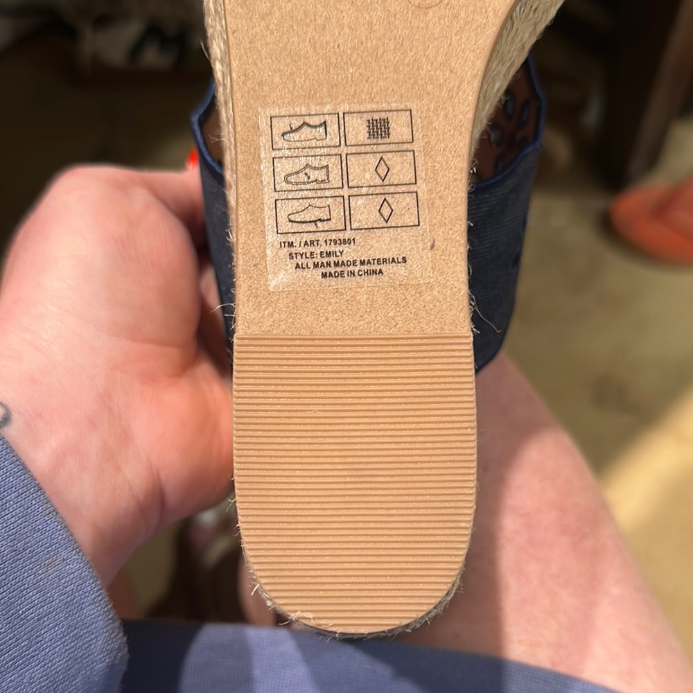Draper James Navy Blue Cutout Espadrille Wedge Sandals - Picture 8 of 14